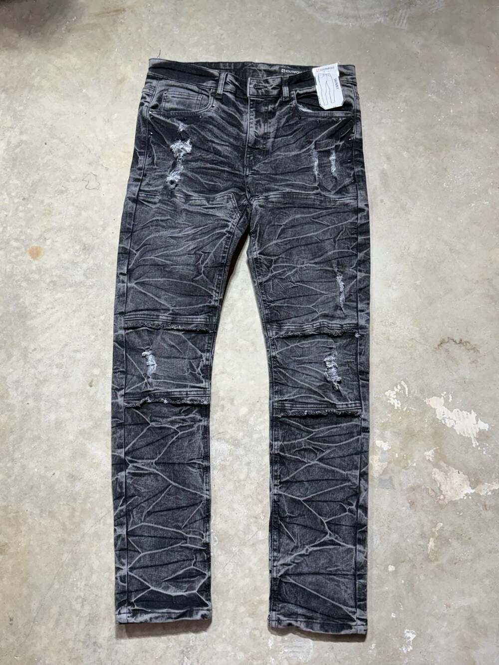 NWT Southpole Skinny Distressed Acid Wash Black Jeans Men's Size 34x32
